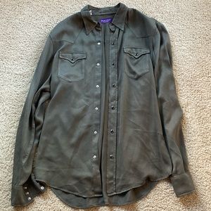 Ralph Lauren green men's casual bottom down shirt.
